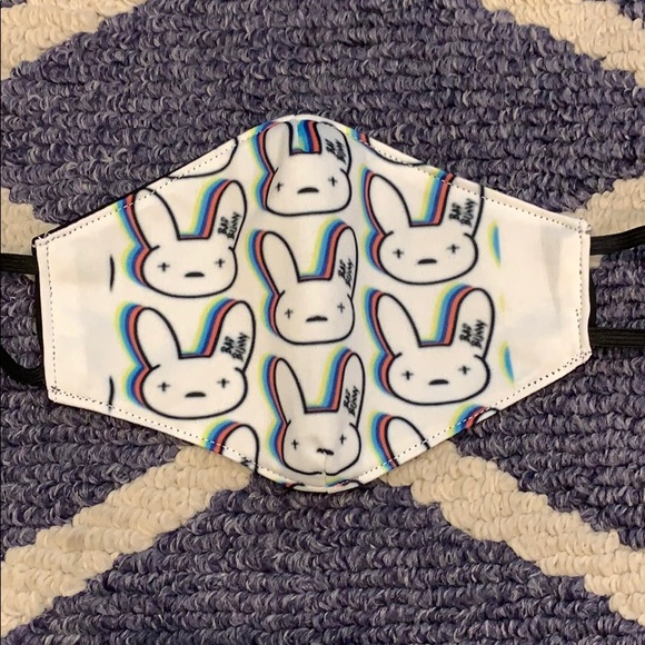 New 2 pack Bad Bunny handmade face mask - Picture 3 of 3